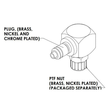 LinkTech 20CB Series Elbow Male, Valved, 1/4" PTF, Chrome Brass, Buna N