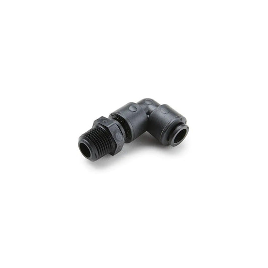 Black Kynar PVDF Male  Elbow Swivel - 3/8 x 1/4 NPTF