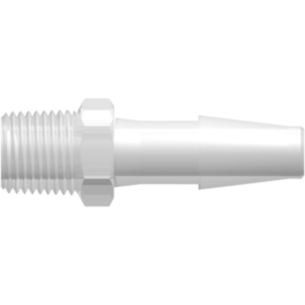 LinkTech 1/8-27 NPT Thread with 7/16" Hex to Classic Series Barb, 1/4" [6.4 mm] ID Tubing, Natural Polypropylene