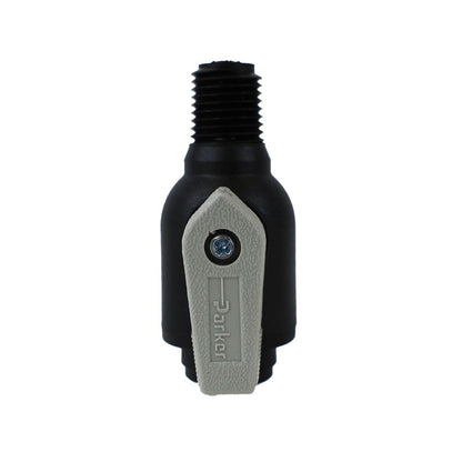 Parker PPB4VMC4-MG Black Valve Male Connector - 1/4 QC x 1/4 MPT