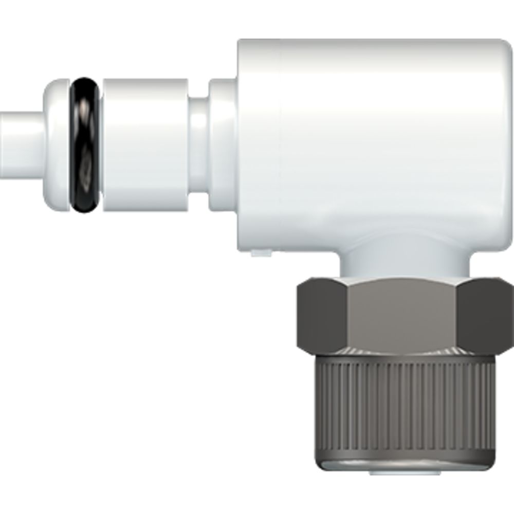 LinkTech 20AC Series Elbow Male, Valved, 1/4" PTF, Natural Acetal, Buna N