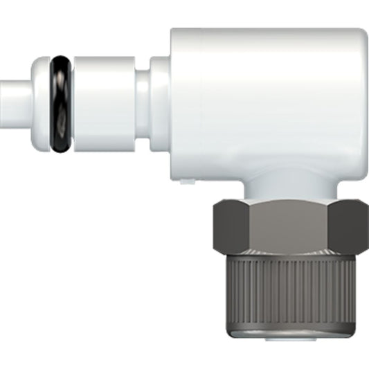 LinkTech 20AC Series Elbow Male, Valved, 1/4" PTF, Natural Acetal, Buna N