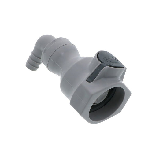 UDC Valved Elbow Hose Barb Coupling Body - 3/8 ID Barb Silicone O-Ring