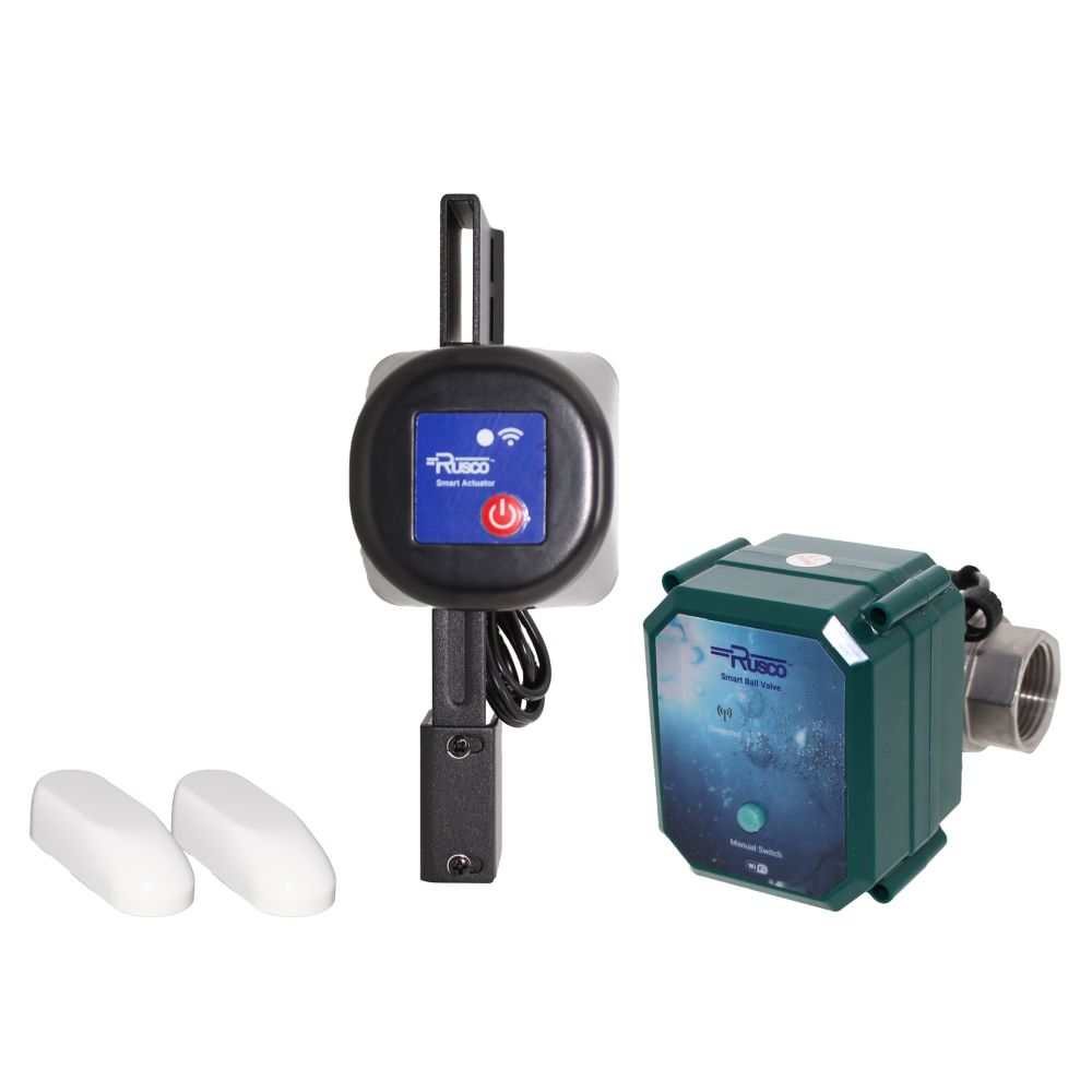 Rusco Smart Leak Kit - 1" Smart Ball Valve & Smart Actuator w/ 2 Smart Leak Detectors