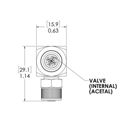 LinkTech 40CB Series Elbow Male, Valved, 1/4" PTF, Chrome Brass