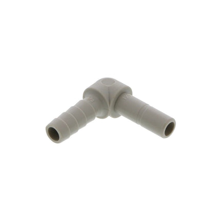 DMfit Stem Elbow Barb Connector  - 1/4" OD Stem x 1/4" ID Barb