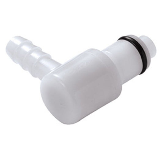 PLCD23006V Valved Elbow Hose Barb Coupling Insert 3/8 ID Barb FKM [Viton] O-rings