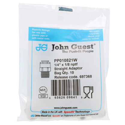 John Guest Male Connector NPTF Polypro - 1/4 x 1/8 NPTF