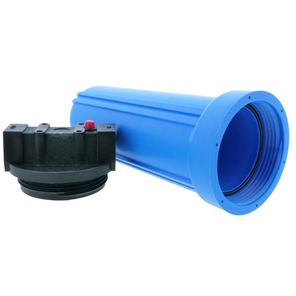 10" Slim Line Filter Housing Blue Sump/ Black Boss Cap 3/8" PR