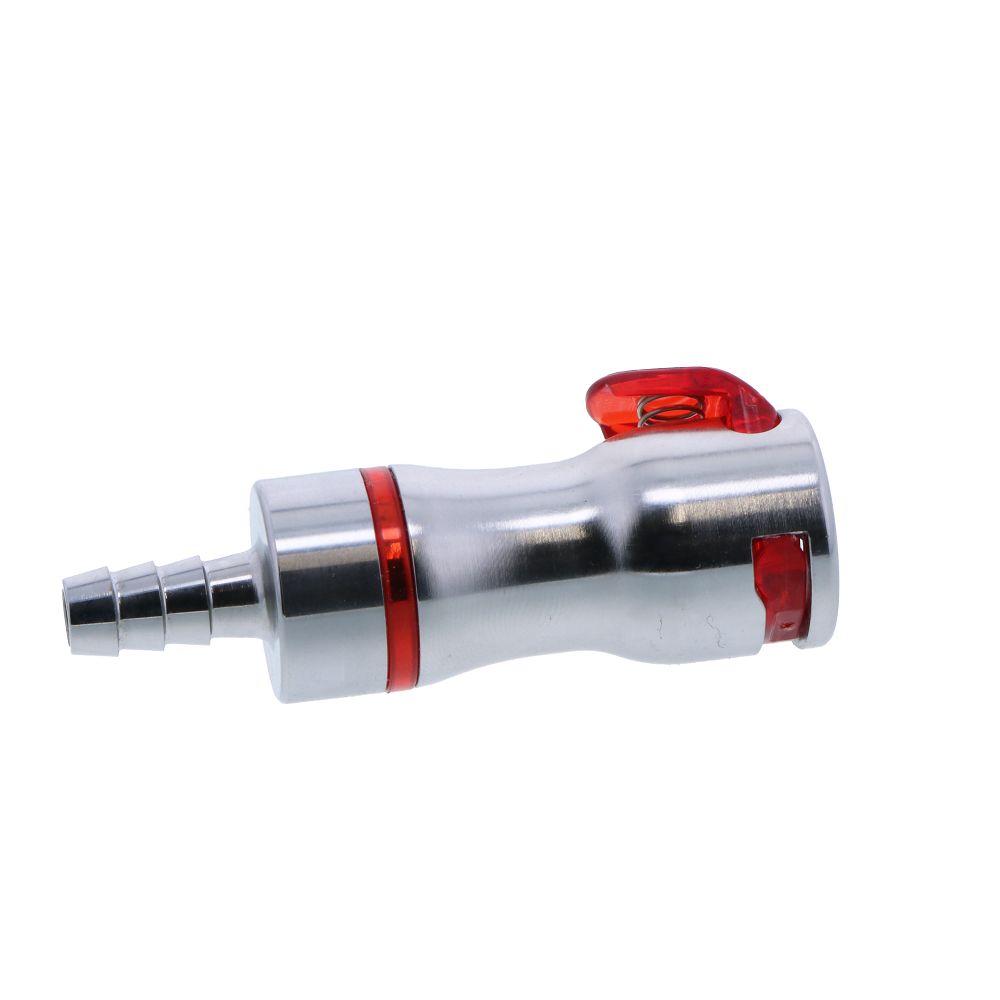 LQ4D17004RED Valved In-Line Liquid Cooling Coupling Body 1/4 ID Barb Warm Red