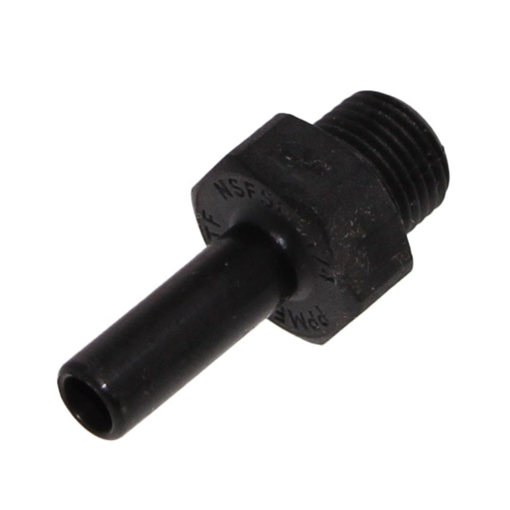 John Guest Stem Adapter Black Polypropylene  - 1/4 x 1/4 NPTF