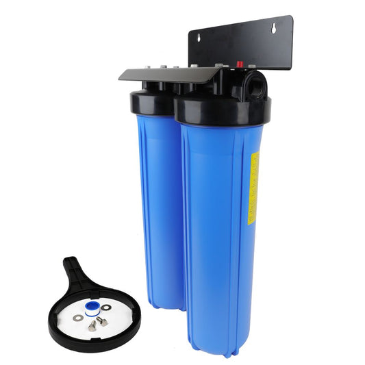 20" Big Flow Twin Series Plumbed Filter Housing DIY 1" FPT
