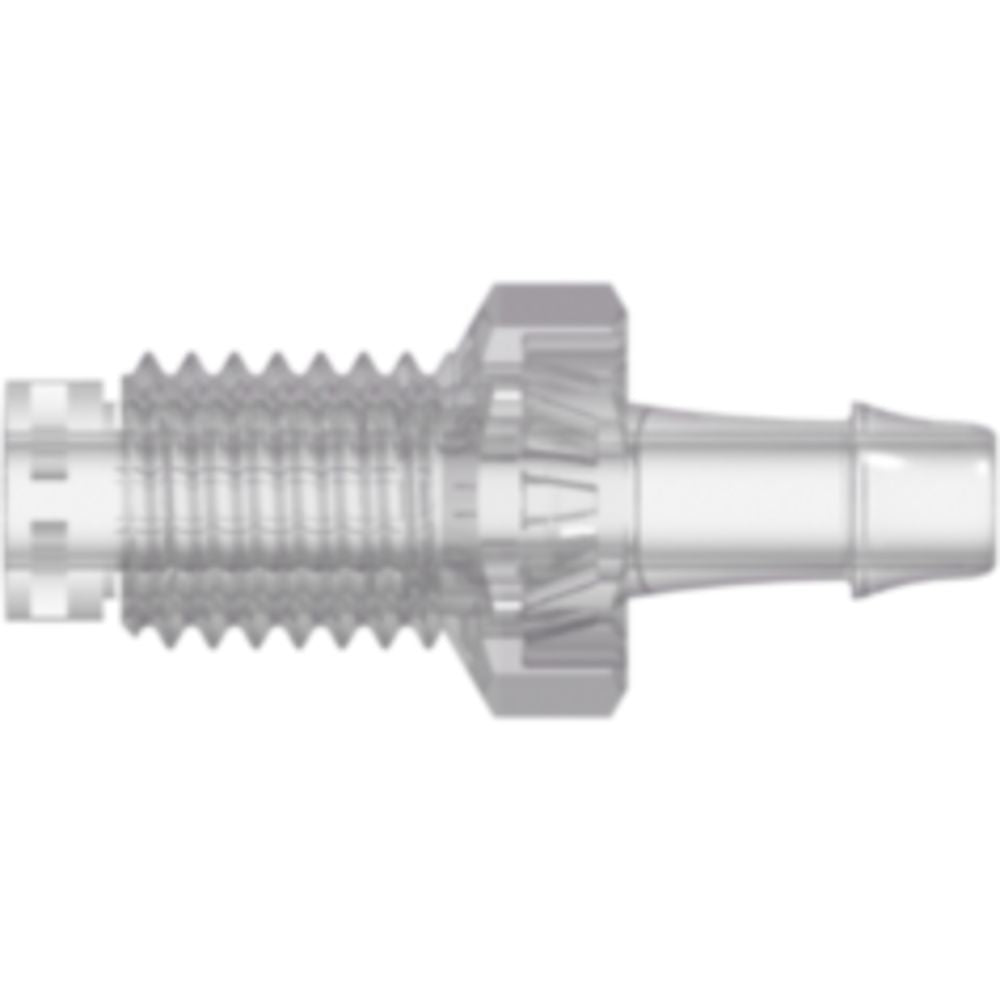 LinkTech 1/4-28 UNF Bottom Sealing Rotating Thread w/ 5/16" Hex to 500 Series Barb, 1/8" [3.2 mm] ID Tubing