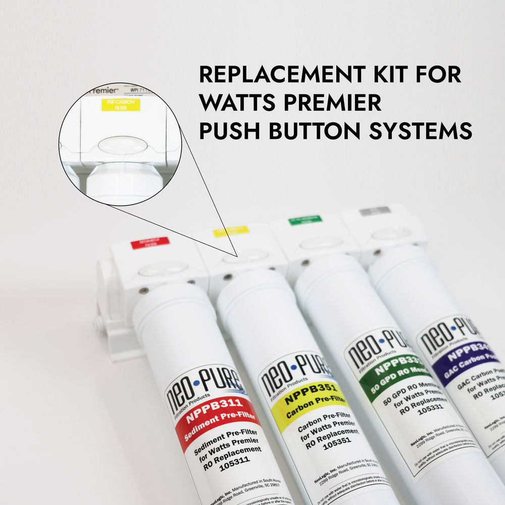 Neo-Pure RO Pure Plus VOC 4 Pack Filter Kit Replacement For Watts Premier 531160