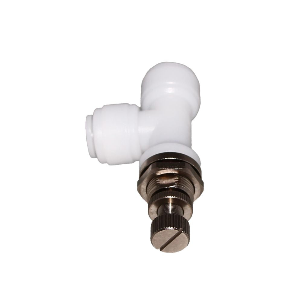 NeoFit - Acetal Natural White Flow Control Elbow Bulkhead 1/4" tube