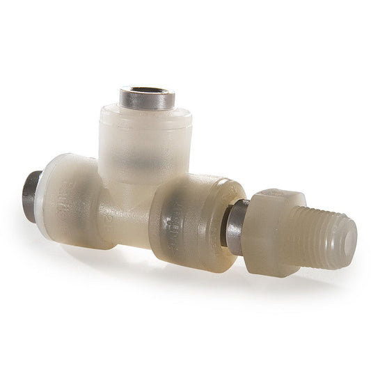 Kynar PVDF Male Run Swivel Tee - 3/8 x 1/4 NPTF