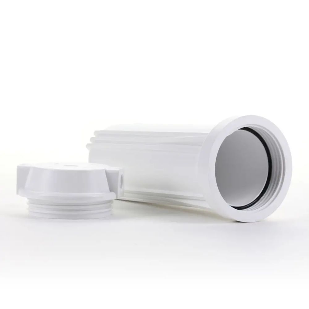 Hydronix 10" White Housing w/ White Flat Cap, RO & Filtration Systems 3/8" Ports