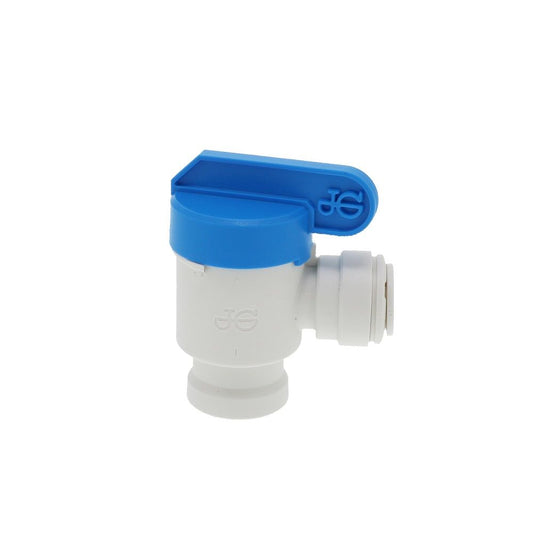 John Guest Shut-Off Valve-Polypro Elbow NPTF - 3/8 x 1/4 NPTF