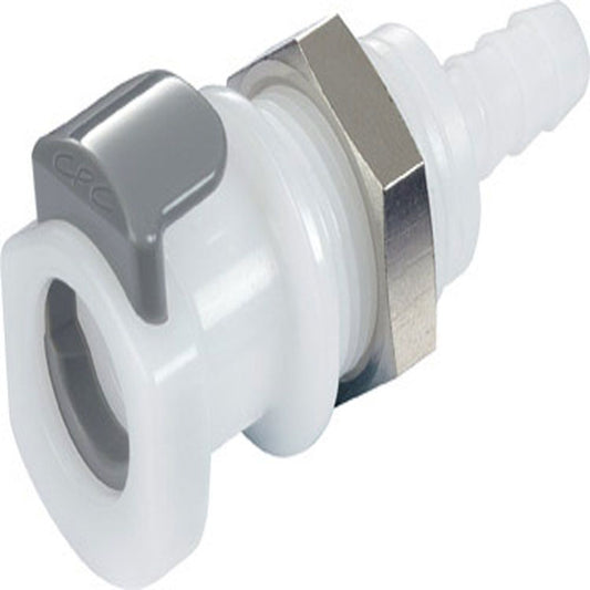 9207900 NSF Non-Valved Panel Mount Hose Barb Coupling Body 1/4 ID Barb