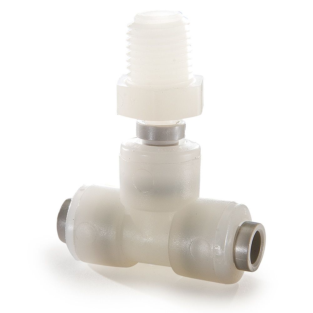 Kynar PVDF Male Branch Swivel Tee - 1/4 x 1/8 NPTF