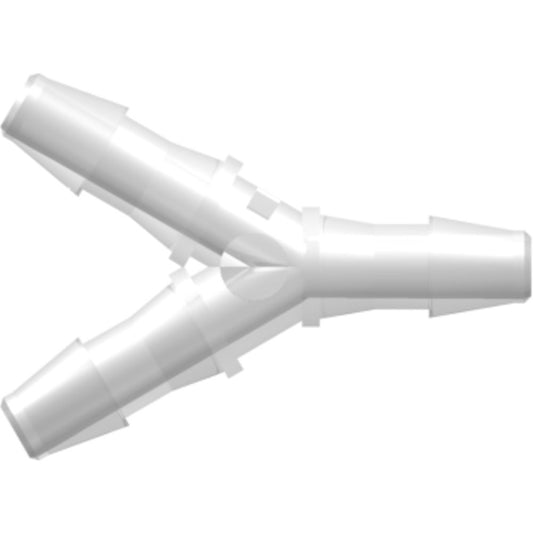 LinkTech Y Tube Fitting with 200 Series Barbs, 1/8" [3.2 mm] ID Tubing, Natural Kynar PVDF