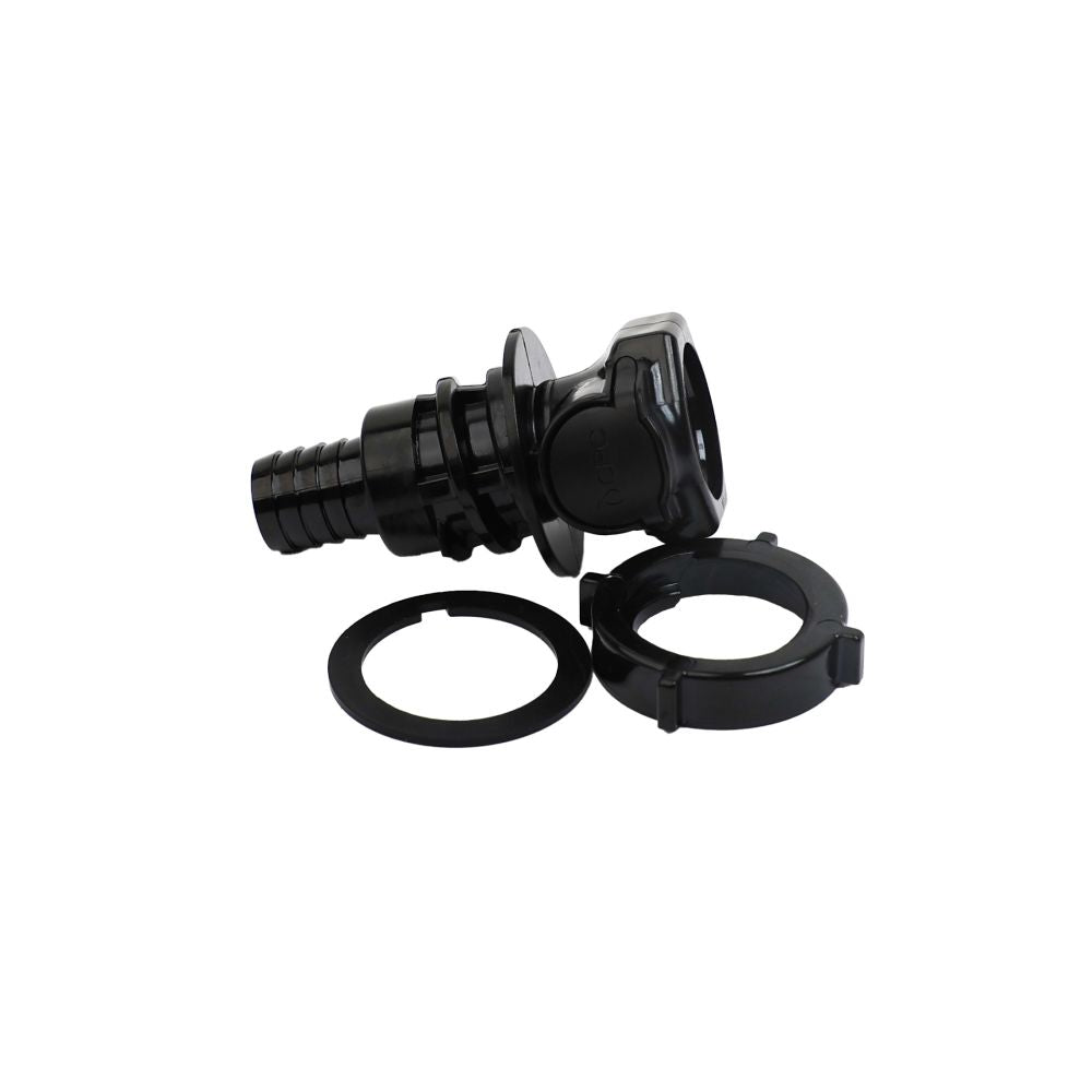 HFCD161057 Valved Panel Mount Hose Barb Coupling Body  5/8 ID Barb