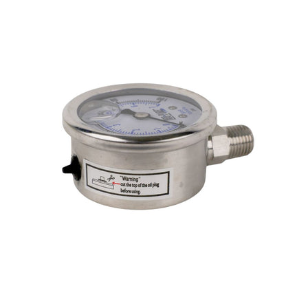 Water Pressure Gauge 100 PSI, 1/4" MPT, 2.0" Plastic Dial, Lower Mount, SS Case