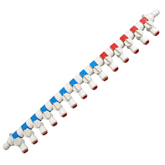 Watts AquaLock/SeaTech - Single Side 14 Port Manifold 9 Cold 5 Hot - 1/2" CTS Inlet/Outlet