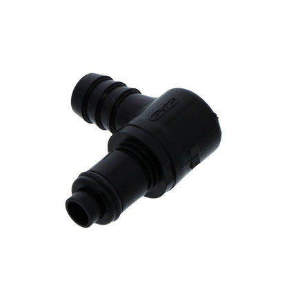 PLCD23006VBLK Valved Black Elbow Hose Barb Coupling Insert 3/8 ID Barb FKM [Viton] O-rings