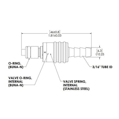 LinkTech 20AC IL Plug, Valved, 3/16" HB