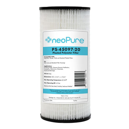 Neo-Pure PS-45097-20 9-3/4" BB High Efficiency Pleated Filter 20 micron