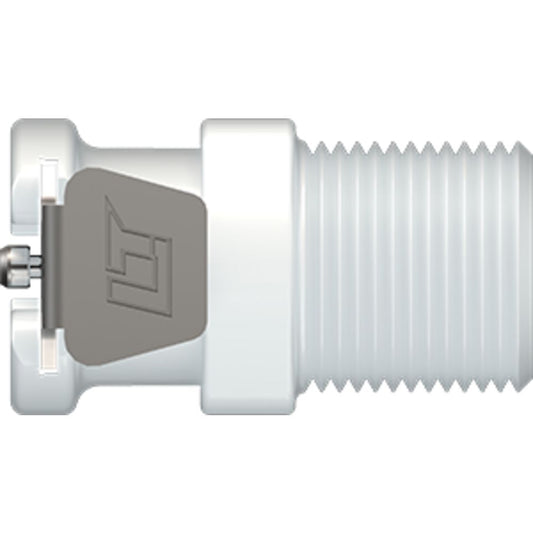 LinkTech 20AC Series Male Thread Female, Valved, 1/4" MNPT, Natural Acetal, Buna N