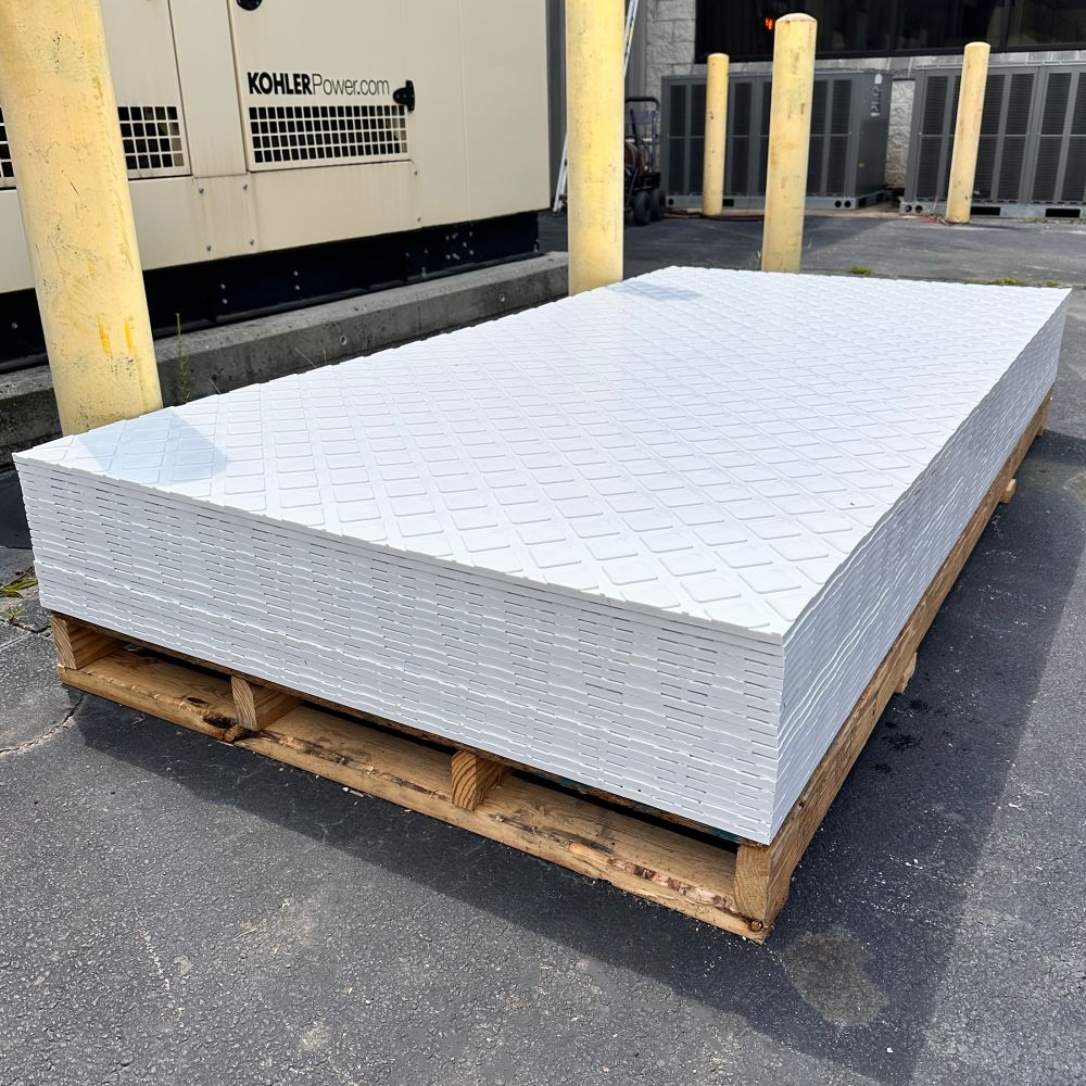 HDPE Ground Protection Mat Sheet with Tread 4'x8' - White