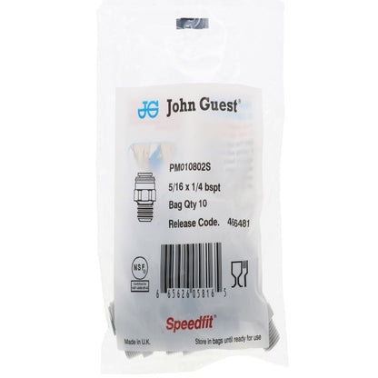 John Guest Male Connector BSPT - 5/16 x 1/4 BSPT