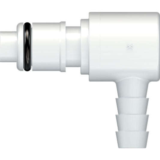 LinkTech 50AC Series Elbow Male, Valved, 1/4" HB, Natural Acetal
