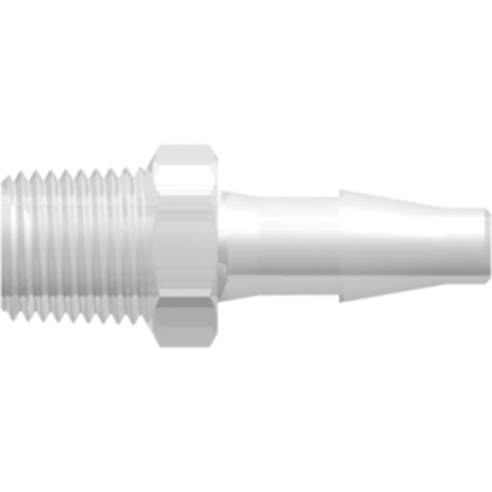 LinkTech 1/8-27 NPT Thread with 7/16" Hex to Classic Series Barb, 3/16" [4.8 mm] ID Tubing, Natural Polypropylene