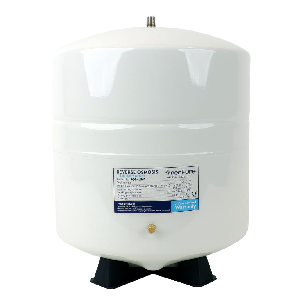 NeoPure Tank RO Storage 4.5 Gal, 9.6" dia x 15.15"h, 1/4" MNPT White