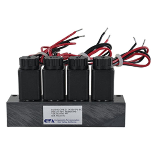 CFA C9 Series Four Station Normally Closed Solenoid Valves with Manifold 1/8" FPT 24VAC