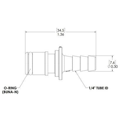 LinkTech 50AC Series Straight Male, Non-valved, 1/4" HB, Natural Acetal