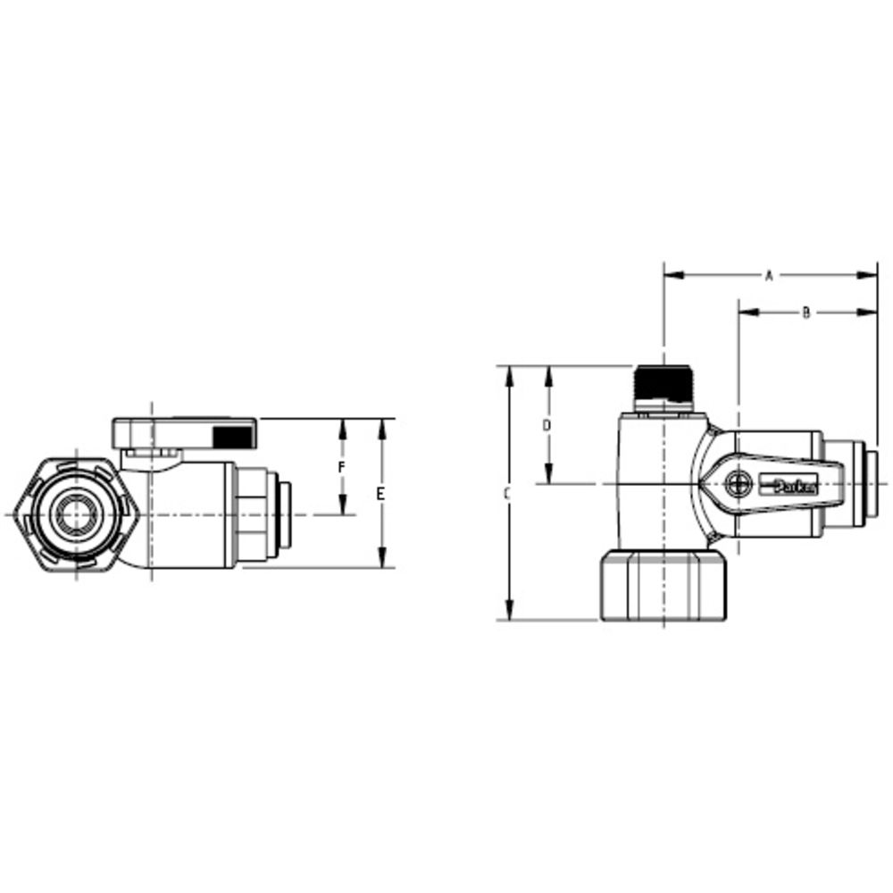 Parker LIQUIfit LFPP4VAS8 Angle Stop Adapter Valve 3/8 x 1/2 x 1/4