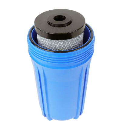 10" BB Filter Housing DIY [assy req'd] - Blk Cap/Blue Sump 1" PR, Wrench, Dual Function Filter