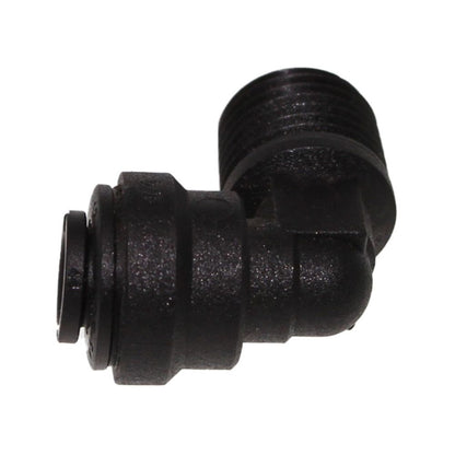 John Guest Fixed Elbow NPTF Black Polypropylene - 1/4 x 1/8 NPTF