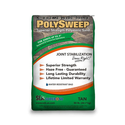 PolySweep Superior Strength Polymeric X-Treme Wide Sand [Joints up to 4”, 50 lb Bag] Tan